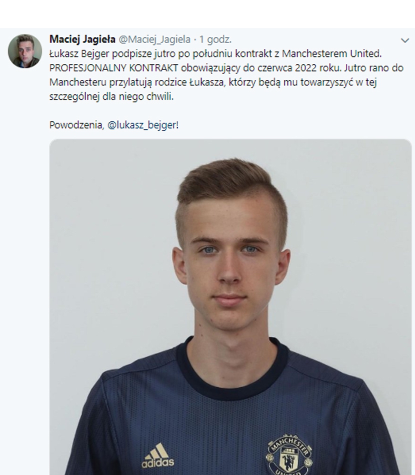 Łukasz Bejger podpisze profesjonalny kontrakt z Manchesterem United!